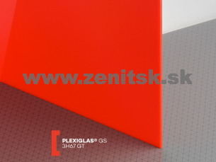 Červené plexisklo Plexiglas GS 3mm 3H67 (priep. 3%) Červené plexisklo Plexiglas GS 3mm 3H67 (priep. 3%)